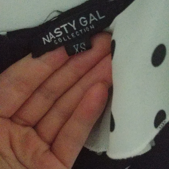 Black white polka dot contrast dress - Picture 2 of 3